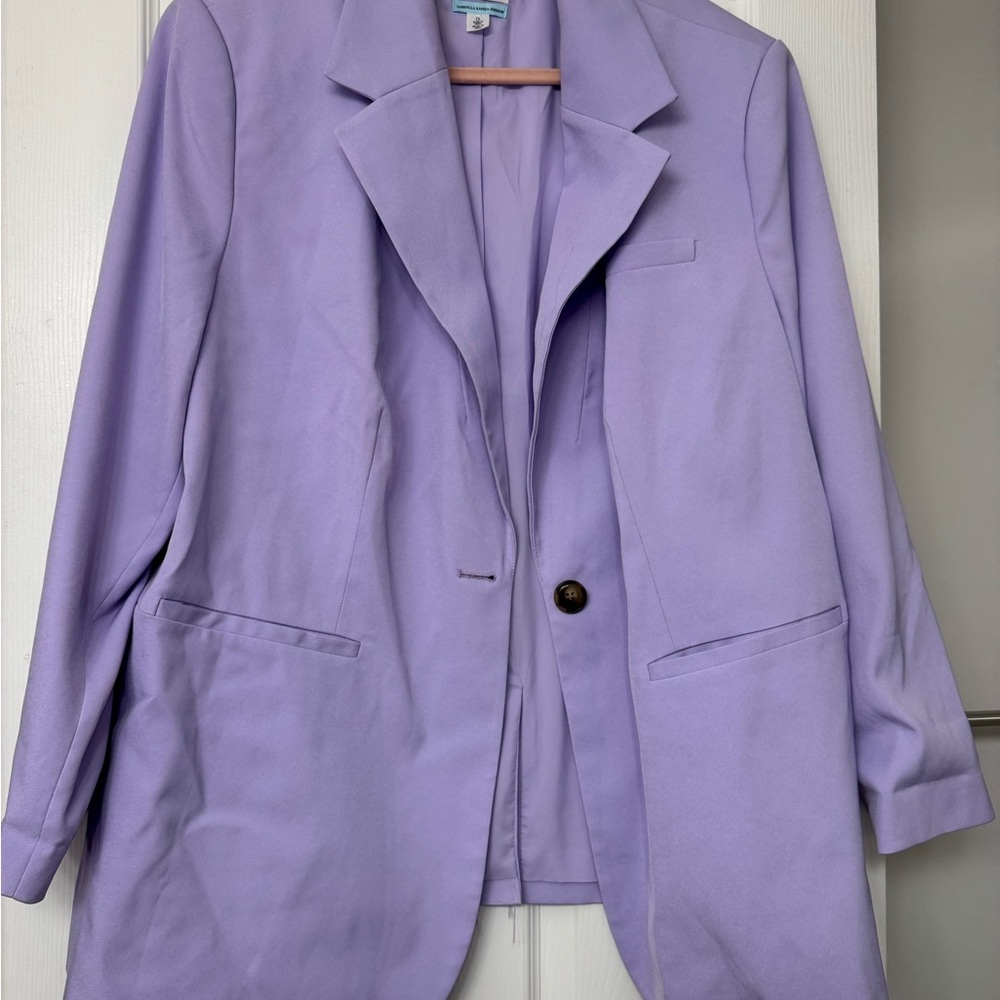 Pastel Lavender Relaxed Fit Blazer with Notched Lapels